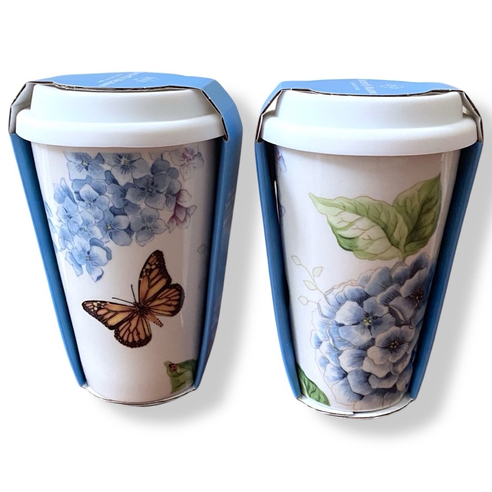 Lenox Ceramic Thermal Travel Mug Butterfly Meadow Double Wall Tumbler 
2 Pack